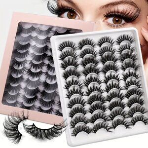 40 Pairs Reusable Faux Mink Eyelashes - Fake Eyelashes For Women's